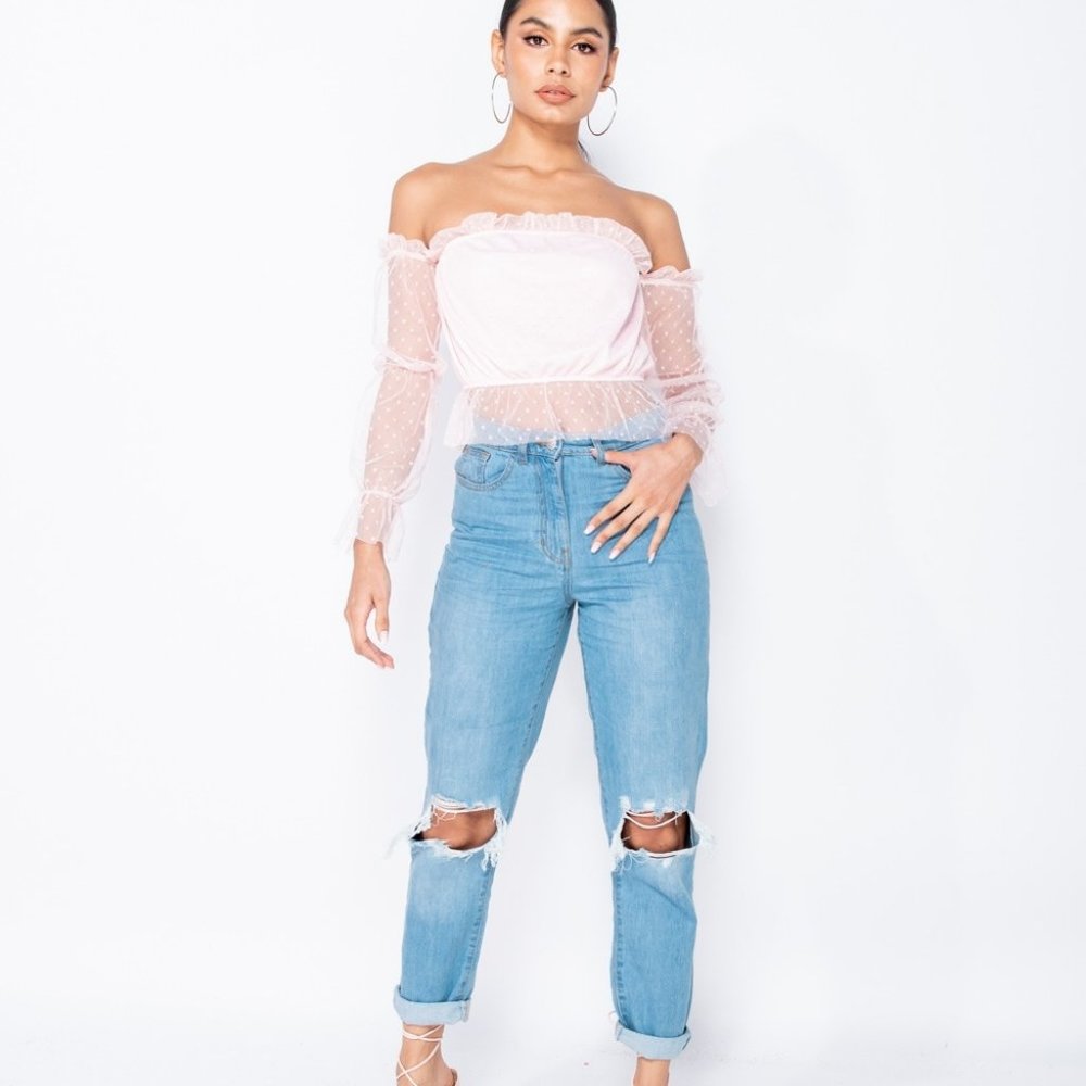 RESTOCK High Waist Distressed Cuff Boyfriend Jeans - Picture 11 of 13